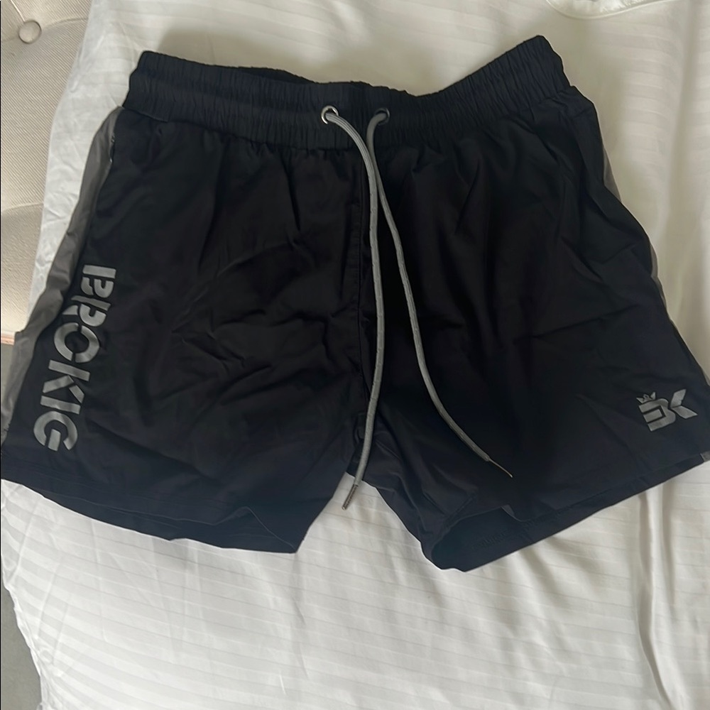 Black Athletic Shorts with Drawstring Waistband